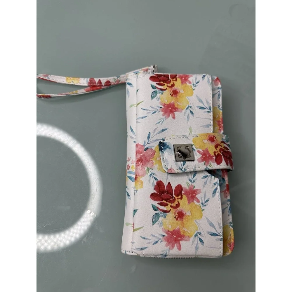 Women's Purse Zipper Button Flower Pattern Multi‎ Color